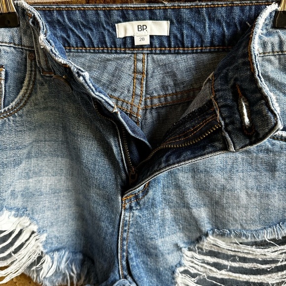 bp Blue Distressed Jean Shorts with Frayed Hem - Picture 5 of 8